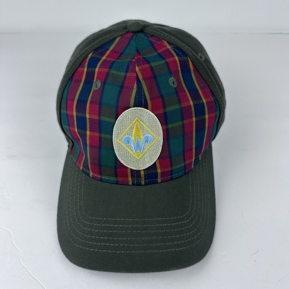 Webelos Hat Cap Fitted M/L Green Red Plaid Crest Mens Outdoor Boy Scouts - Picture 5 of 8